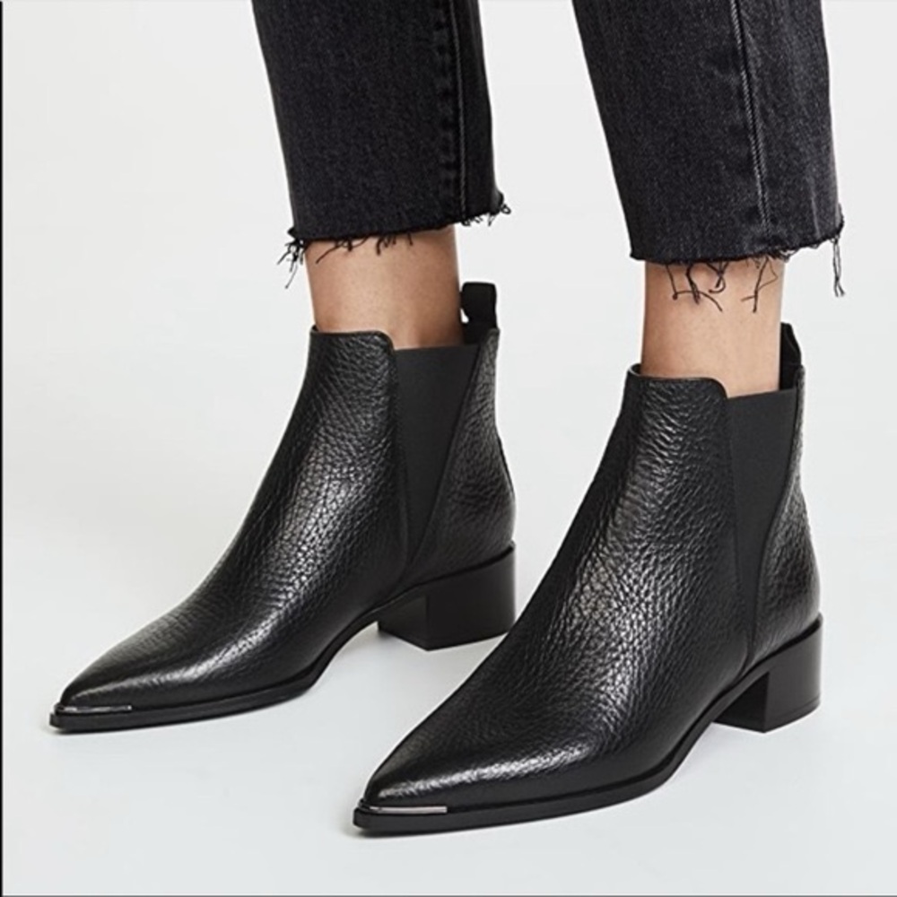 Acne Studios Jensen Black Pebbled Leather Booties 38